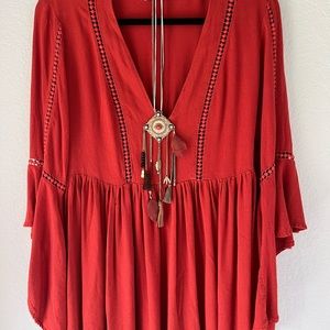 Boho Feather and Bead Embellished Necklace